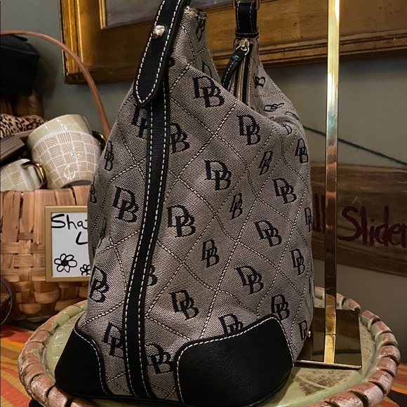 Dooney & Bourke Black Signature Shoulder Hobo Bag with Leather - Picture 5 of 13